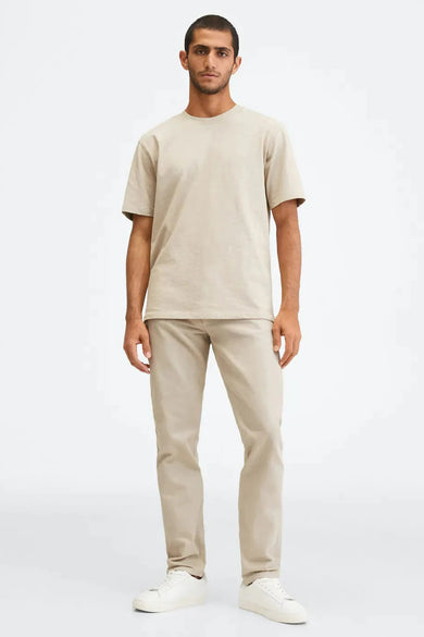 Jean &agrave; coupe droite - beige