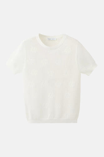 Pull col O - blanc