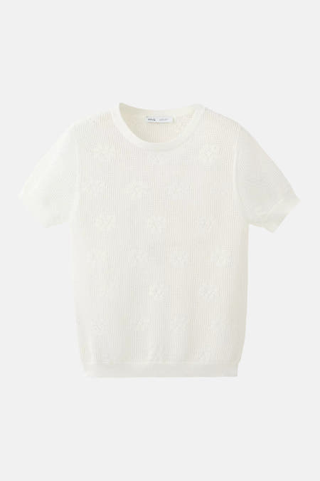 Pull col O - blanc