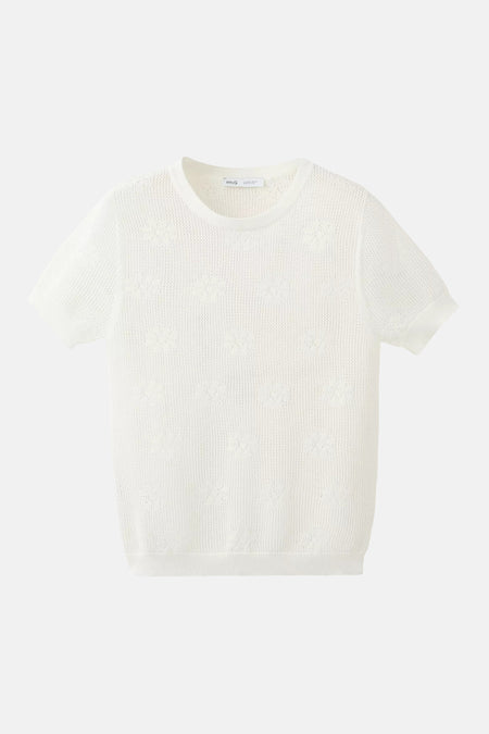 Pull col O - blanc