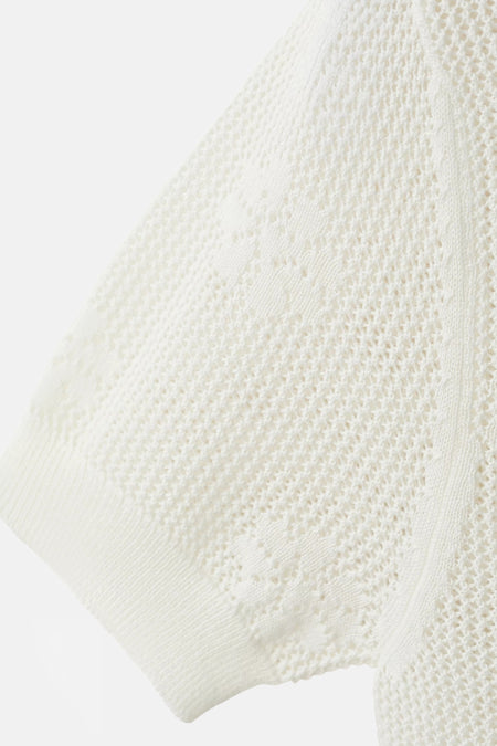 Pull col O - blanc