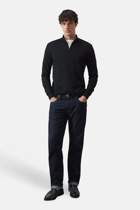 Pull col roulé bleu - MANGO
