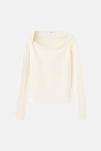 Top uni manche longue Écru - MANGO