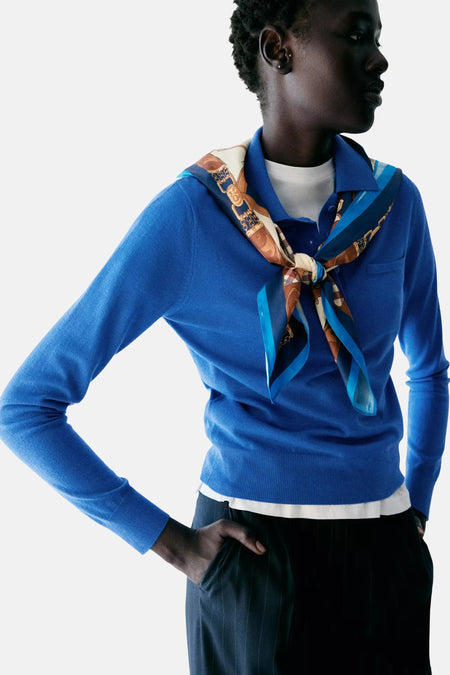 Pull col O - bleu