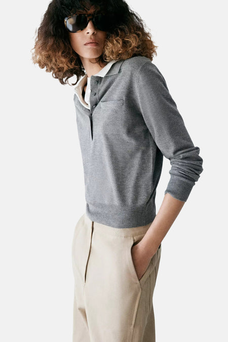 Pull col O gris - MANGO