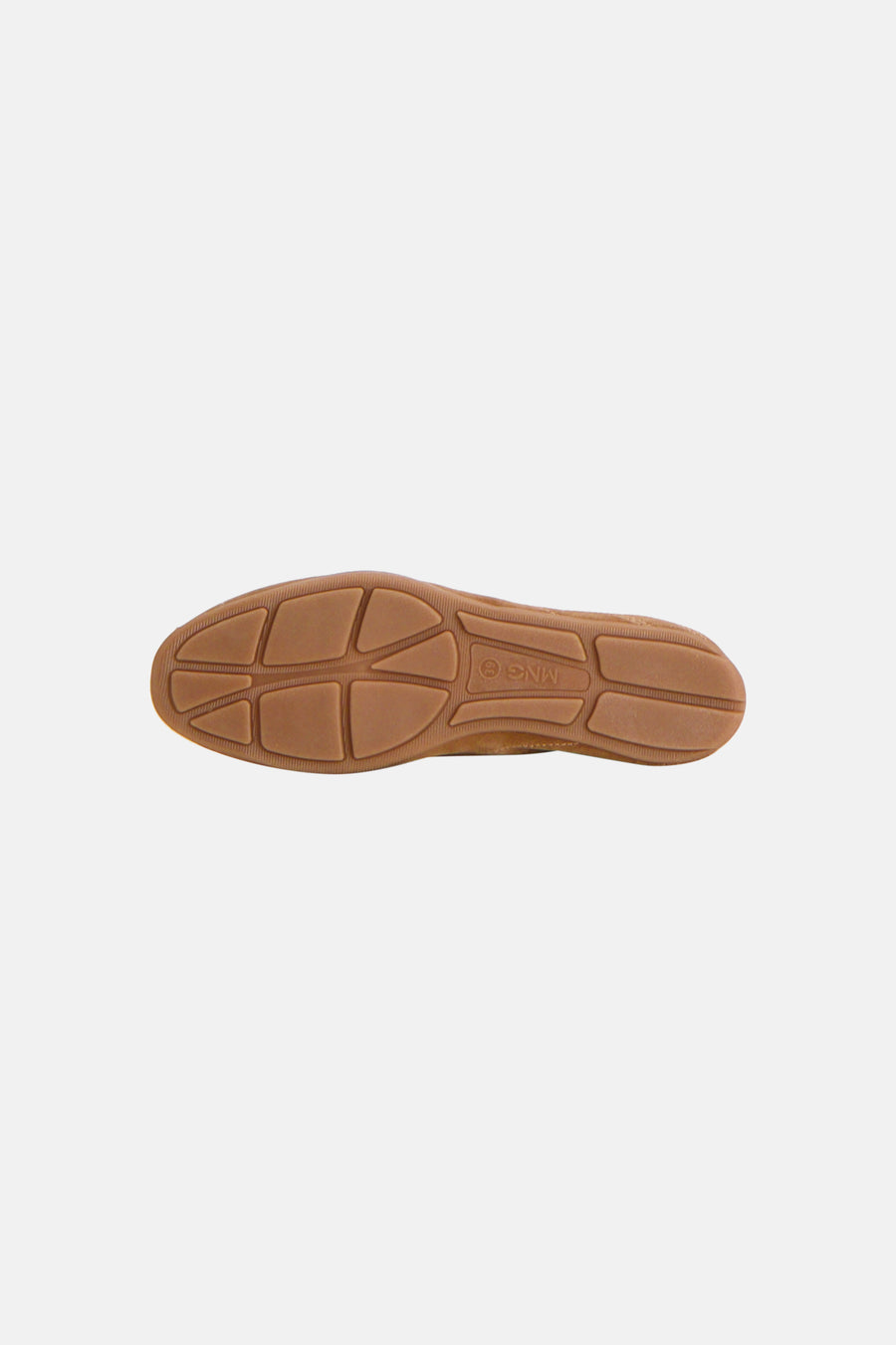 Bruine sneakers van MANGO, onderzool met rubberen profiel en logo, achterzijde weergave