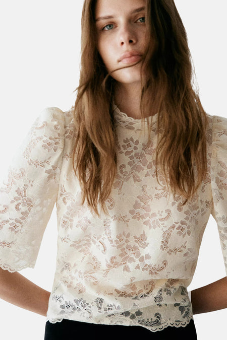 Blouse à manches courtes - écru