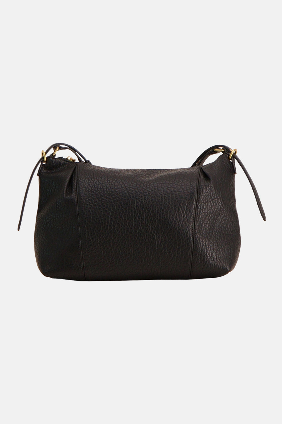 Zwarte crossbody tas van MANGO met geribbelde textuur en goudkleurige details, front view