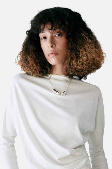 Top uni manche longue Écru - MANGO