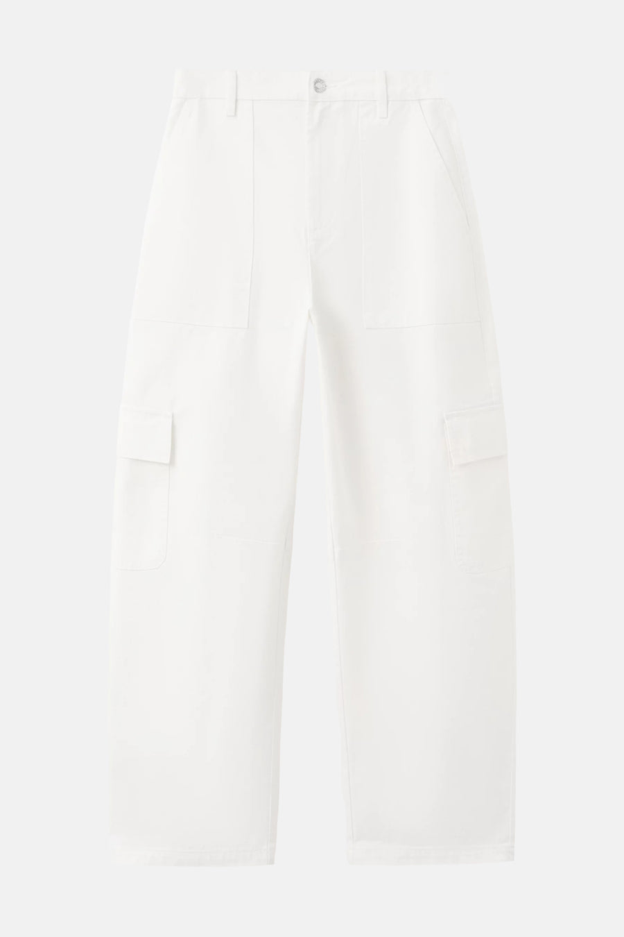 Witte rechte jeans van denim met zakken van MANGO, front view, lichte textuur