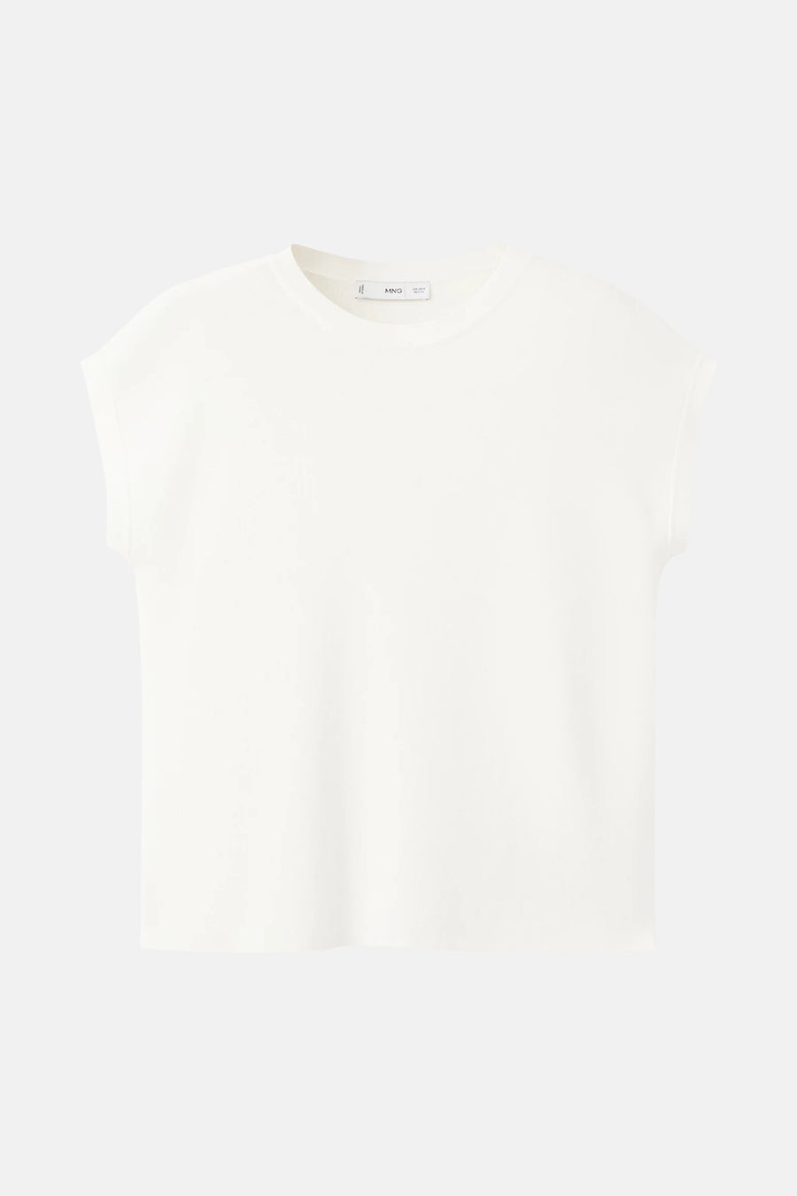 Ecru korte mouw debardeur van MANGO, ronde hals, lichte stof, front view