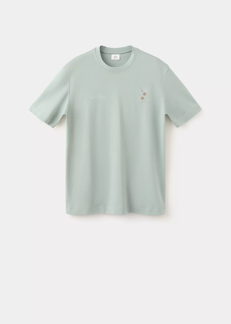 T-shirt (manches courtes) vert - MANGO