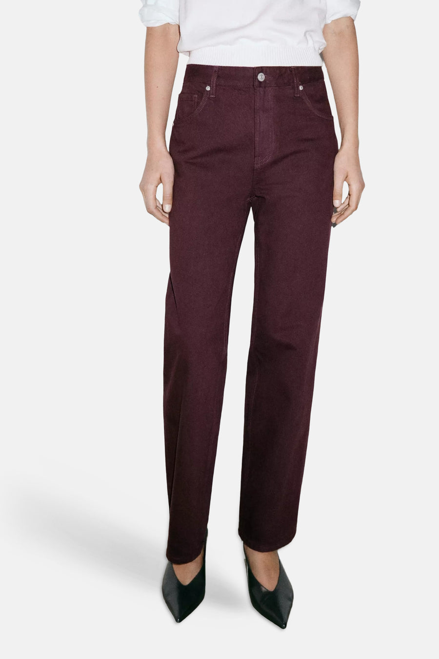 Pantalon 5 poches - bordeaux