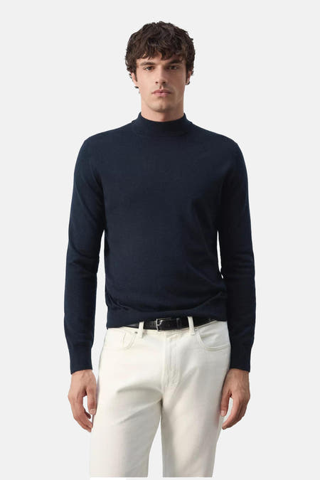 Pull col O - bleu