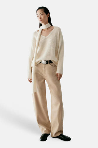 Pantalons 5 poches Écru - MANGO