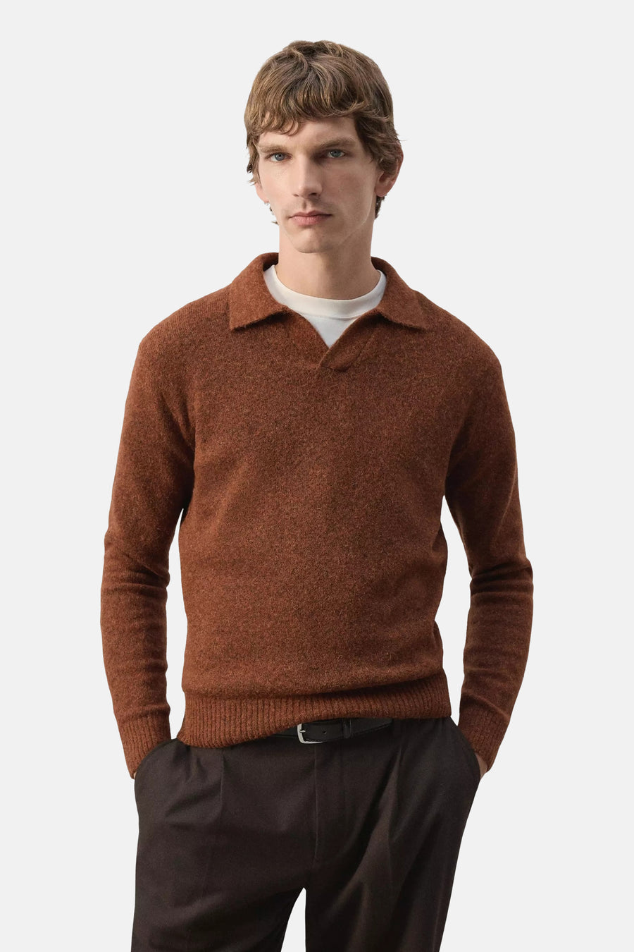 Pull col V brun - MANGO