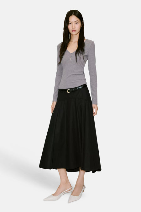 Top uni manche longue gris - MANGO