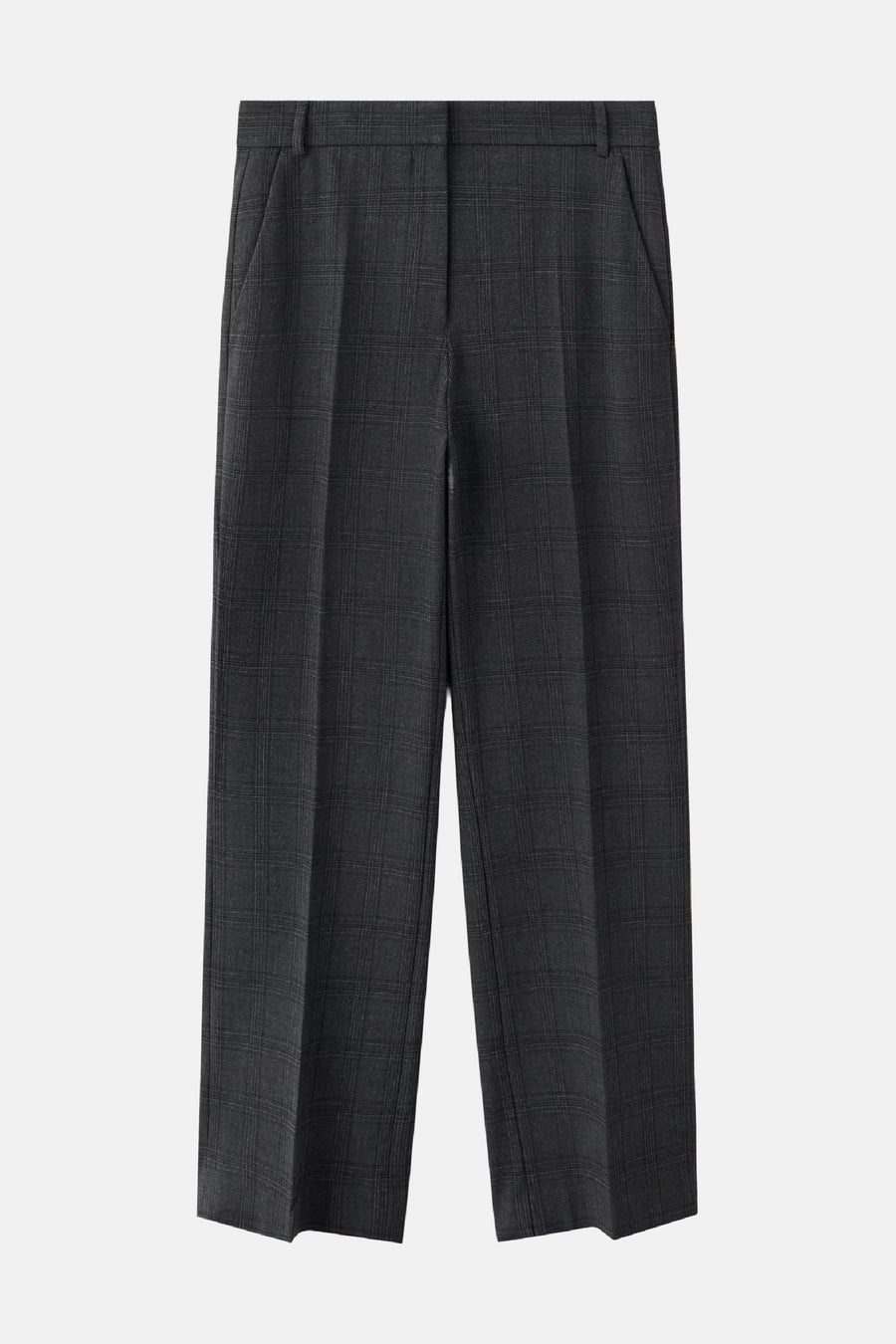 Grijze chino's met ruitpatroon van MANGO, rechte pasvorm, front view