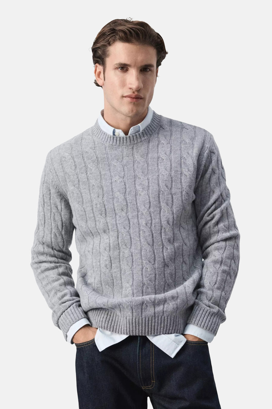 Pull col O - gris