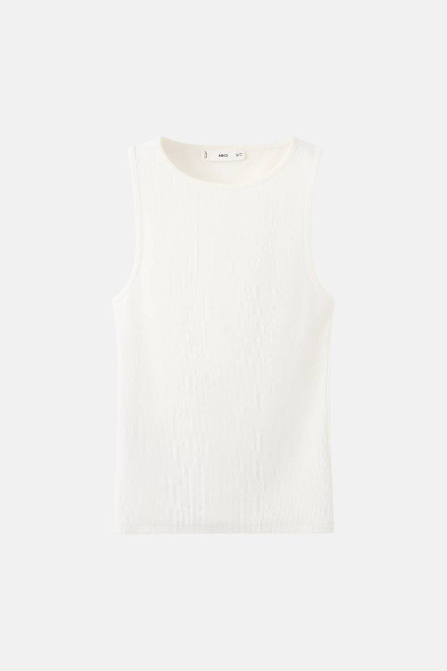 Witte ribbel tanktop van MANGO, ronde hals, strak model, front view