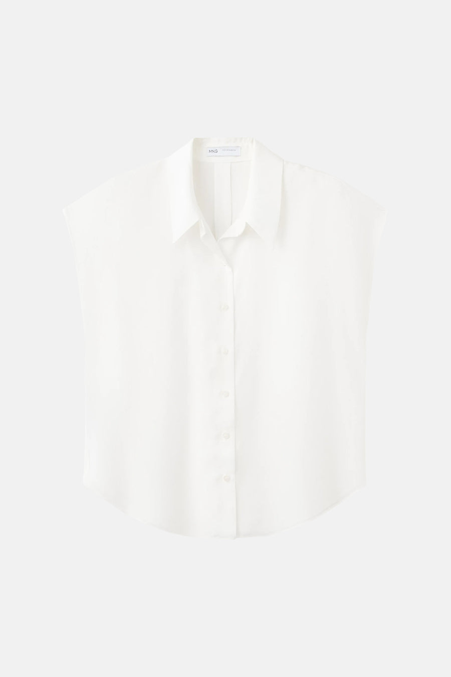 Wit mouwloos overhemd van MANGO, klassieke kraag, knoopsluiting, lichte stof, front view