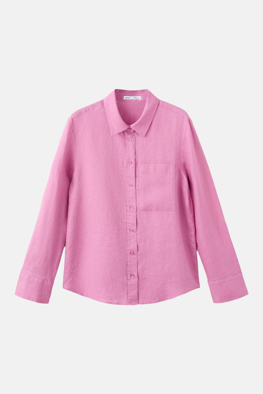 Roze lange mouwen overhemd van MANGO met borstzakje en knoopsluiting, voorzijde weergave