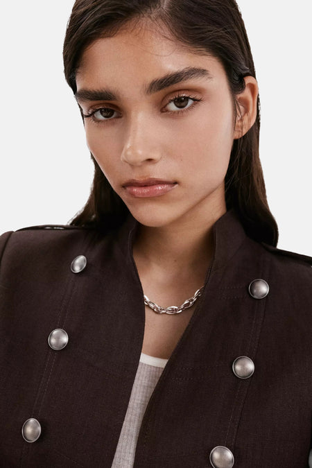 Dames tops jas casual brun - MANGO