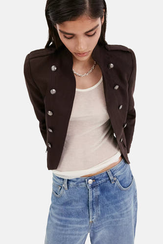 Dames tops jas casual brun - MANGO