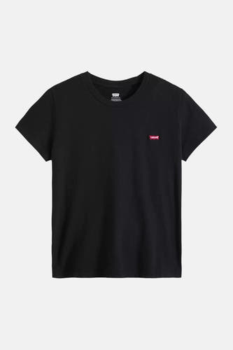 Zwart korte mouwen T-shirt van Levi's® met klein rood logo op borst, ronde hals, front view