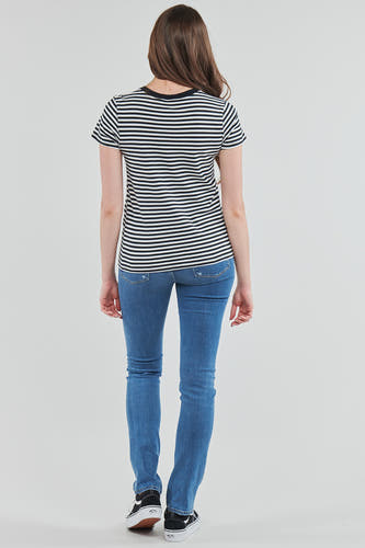 T-shirt noir de Levi's avec des manches courtes et un motif rayé, vu de derrière.