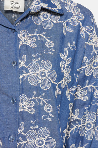 Chemise à manches longues - Mid blue denim - Terra di Siena