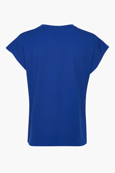T-shirt bleu à manches courtes de Terra di Siena, couleur unie, dos visible.