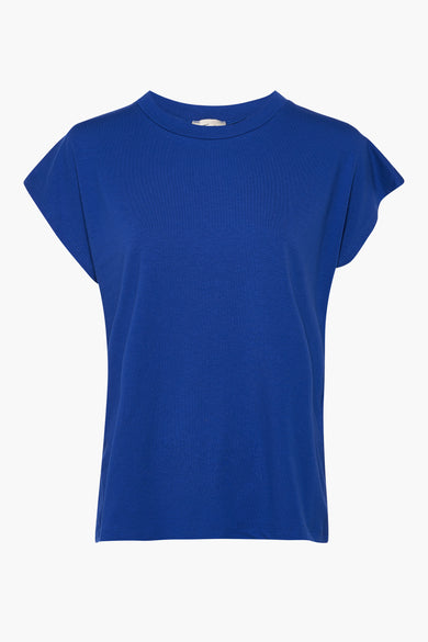 T-shirt bleu à manches courtes de Terra di Siena, uni et avec un col rond.