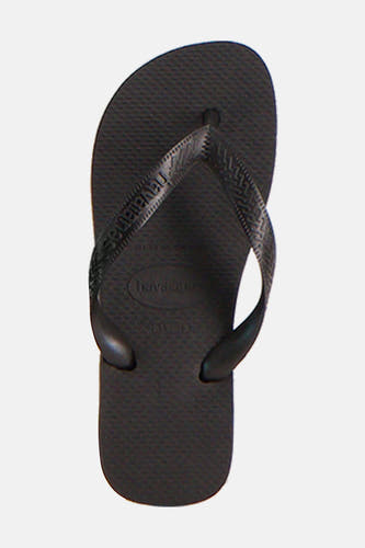 Chaussons noirs H Havaianas avec une texture subtile sur le sur et le logo sur la bande.