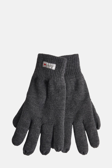Gants gris Access Access, avec un étiqu sur bord bord et une texture tricotée.
