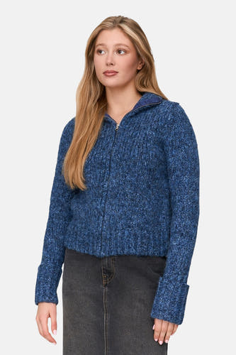 Veste bleue de 24 Colours GmbH, avec des manches longues et une fermeture à glissière.