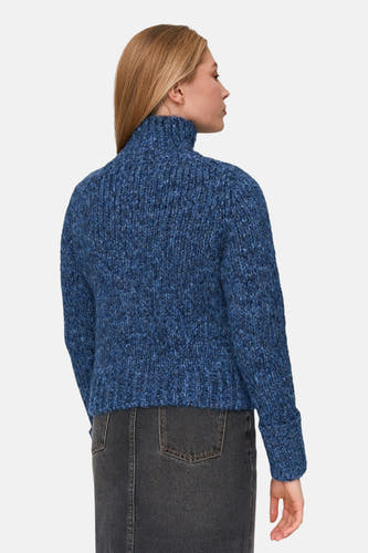 Gilet bleu de 24 Colours GMBH, avec un col haut et une texture tricotée grossière.