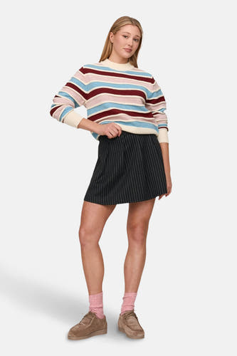 Sweat-shirt multicolore avec col rond de 24 Colleurs GMBH, avec des rayures horizontales et des manches longues.