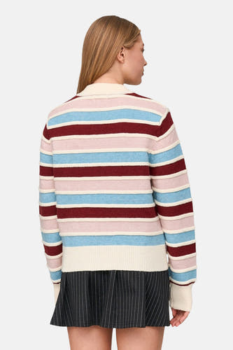 Sweat-shirt multicolore avec col rond de 24 Colours GMBH, avec des rayures horizontales et un col plat.