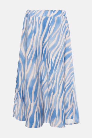 Longue robe bleue de Terra di Siena avec imprimé zèbre blanc-beige.