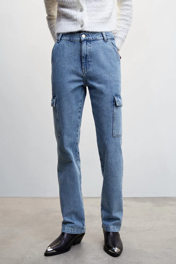 Jeans straight Mid blue denim - Mango