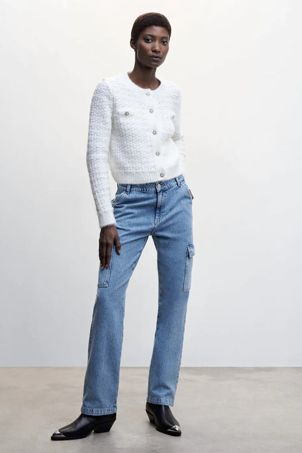 Jeans straight Mid blue denim - Mango
