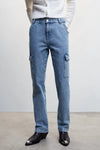 Jeans straight Mid blue denim - Mango