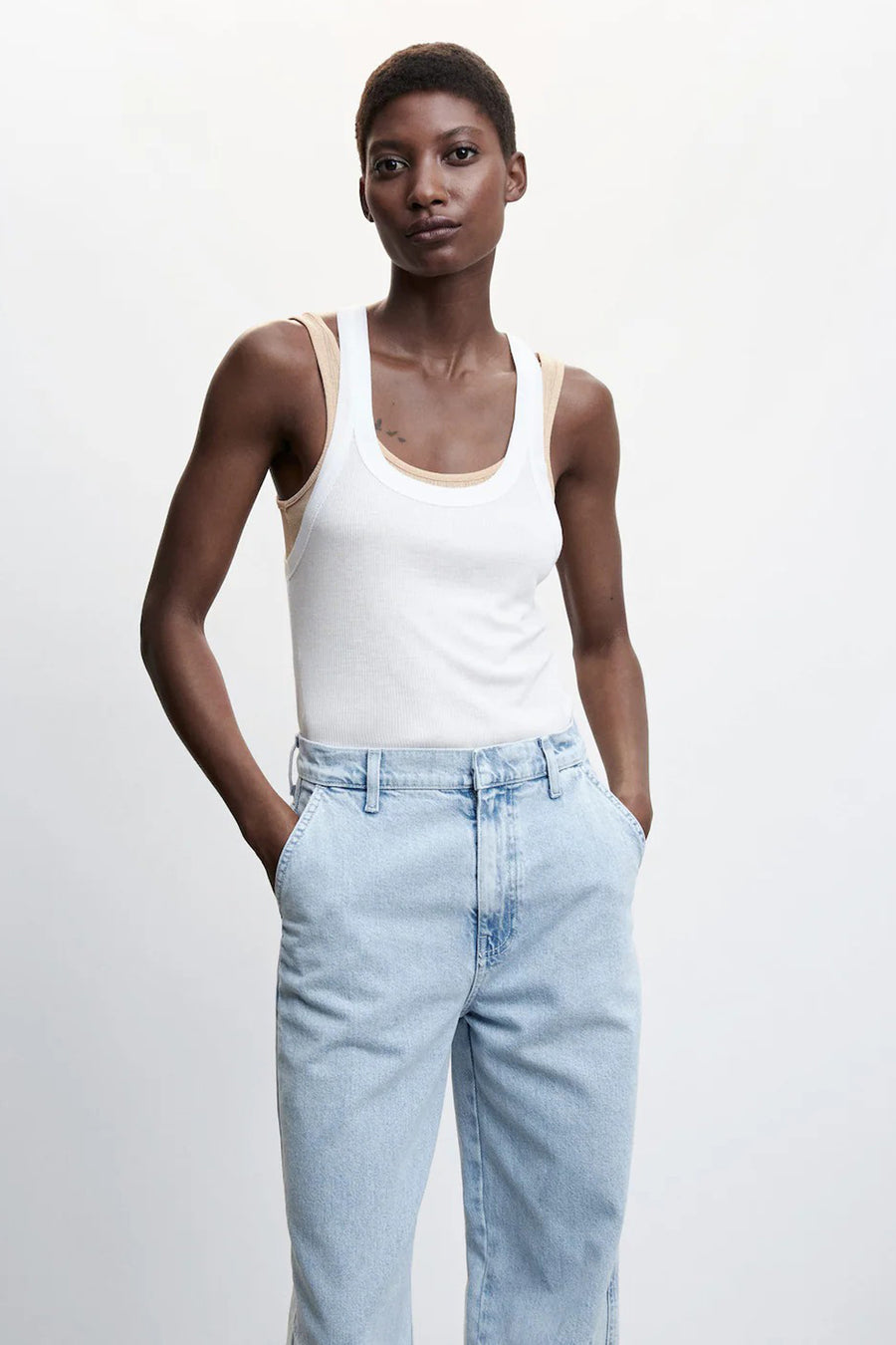 Jean &agrave; coupe droite - bleu