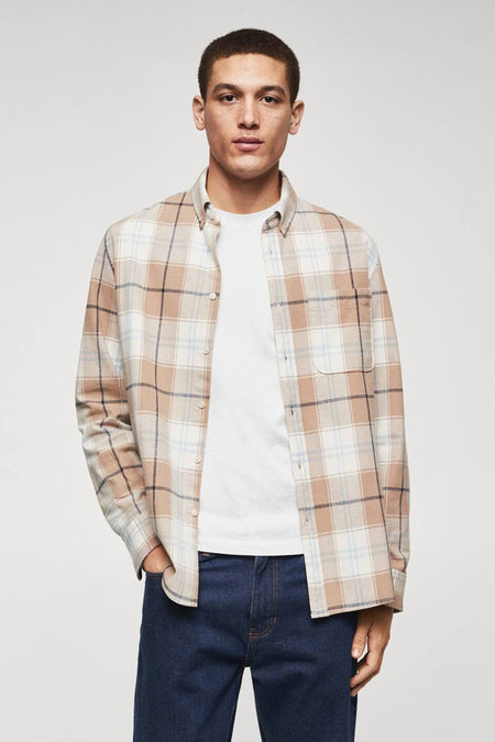 Chemise &agrave; manches longues - beige