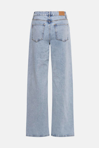 Jean denim bleu clair large de PULZ Jeans, avec des poches et des passants à l'arrière.