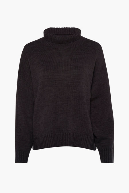 Gilet noir avec col rond de PULZ, avec un col et des manches côtelés.