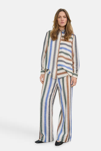 Pantalon multicolore de PULZ, avec des rayures verticales et une coupe décontractée.