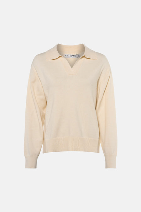 Pull col V - écru