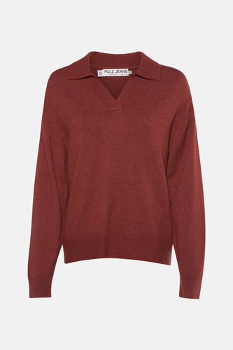 Pull à col en V - rouge